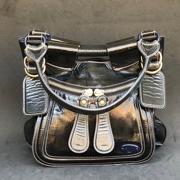 Chloe Handbags - CHLOE Bay Shoulder Black Patent leather hobo